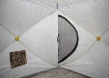 Палатка зимняя КУБ 4 камуфляж (трехслойная), с навесом, швы проклеены