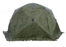 Палатка зимняя ЧУМ 2 (трехслойная, пиксель с выводом под трубу и навесом)